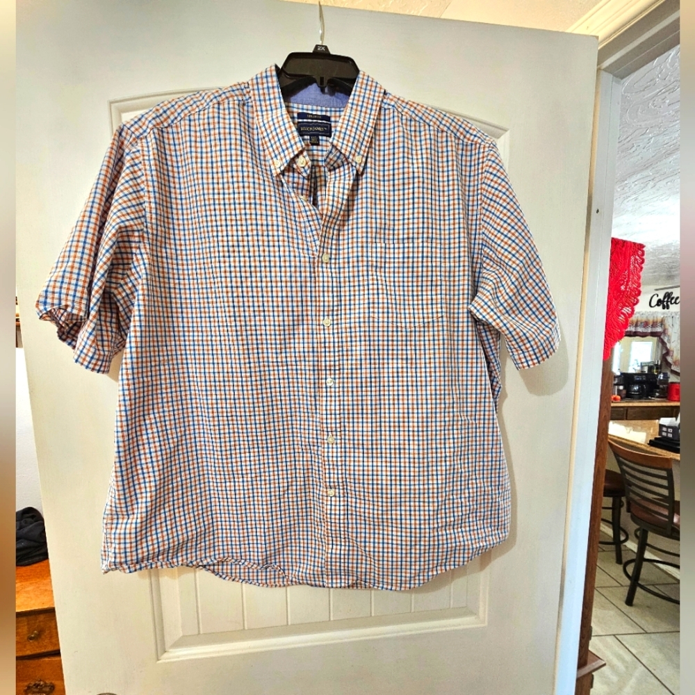 Mens Casual shirt Mason James XXL BLUE & ORANGE  plaid check